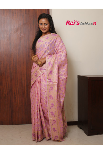 Handloom Silk  Linen saree With Fine Handweaving Work All Over Base (KR94)